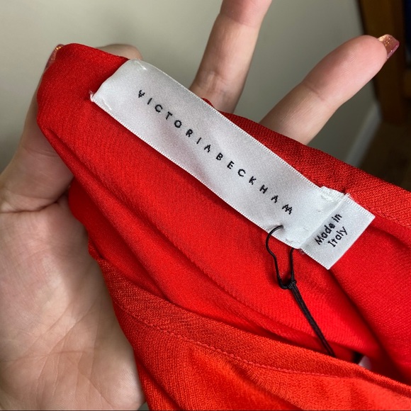 Victoria Beckham Red Silk Midi Pleat Ruffle Skirt - Picture 9 of 11